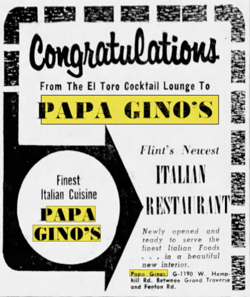 Papa Ginos - Nov 20 1963 Article (newer photo)